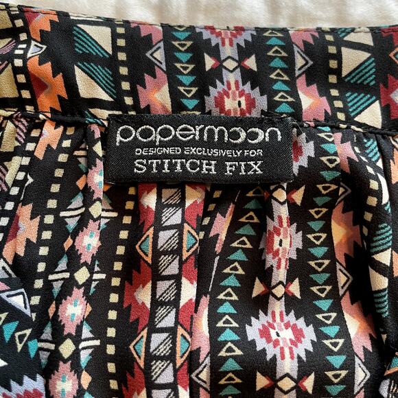 Papermoon Geometric Print Drawstring Dress, Large - Picture 6 of 7